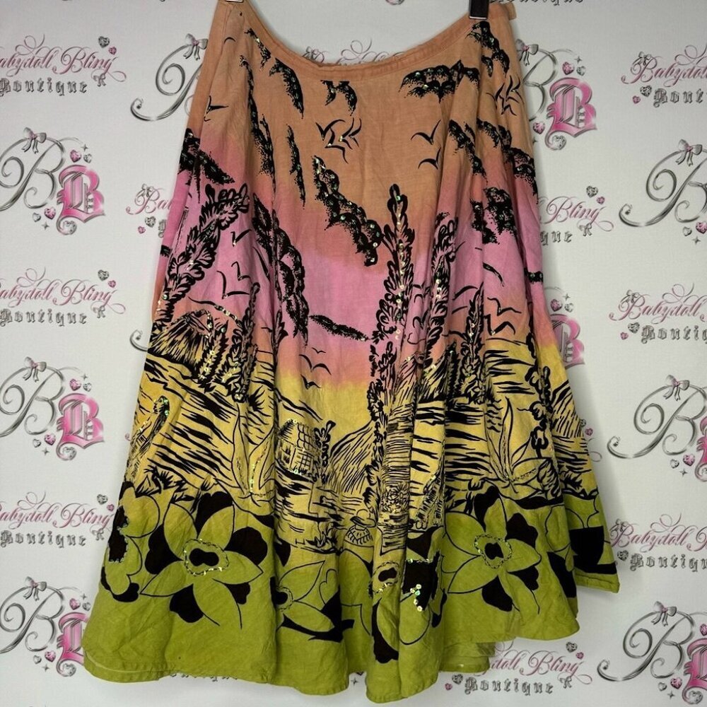 RDI Hawaii skirt sequin ombré pink orange yellow green sparkly shimmer volcano